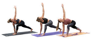 cut out group of women doing yoga exercises