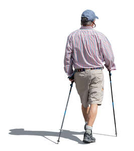 Elderly man walking stick. Happy elderly man with his walking stick on white  bac , #Aff, #walking, #stick, #Elderly, #man, #w…