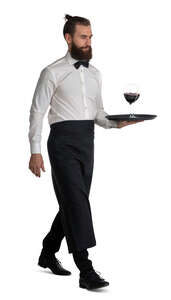 cut out waiter in a fancy restaurant serving wine