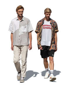 two cut out young tall men walking