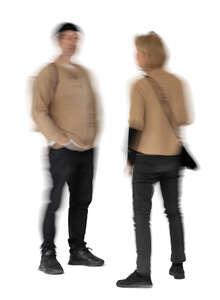 cut out motion blur image of two people talking
