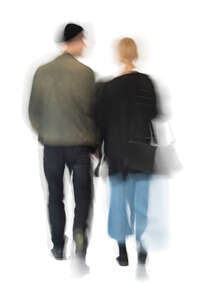 cut out motion blur image of two people walking