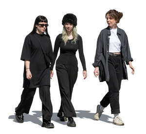 cut out group of women dressed in black walking