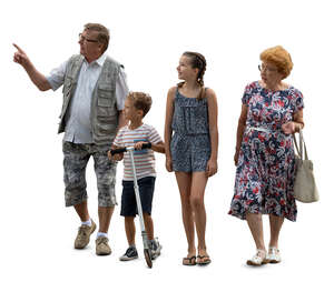 cut out grandparents walking with grandchildren