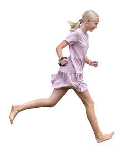 girl in a pink dress running