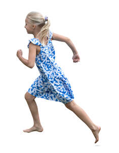 cut out little girl in a dress running barefoot