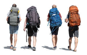 cut out group of hikers walking