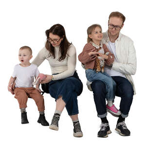 cut out family with two little kids sitting
