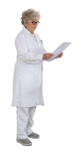 cut out older female doctor standing