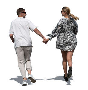 cut out couple running hand in hand