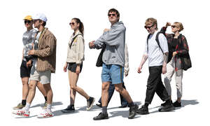 cut out group of young people walking and looking up