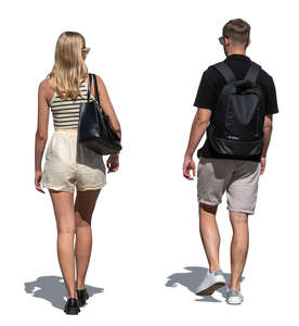 cut out man and woman walking