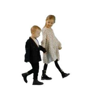 cut out video of two children walking hand in hand