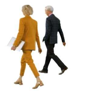 video of two older business people walking