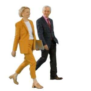 cut out video of middle aged work colleagues walking