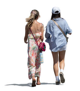 two women walking and talking