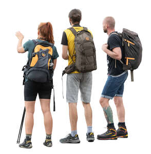 group of hikers standing and looking at a view