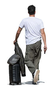 cut out man with a suitcase walking