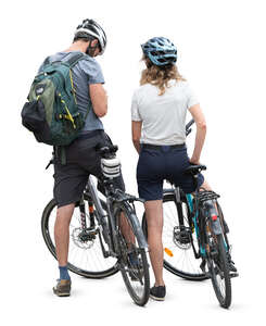 two cut out sporty bikers with helmets standing