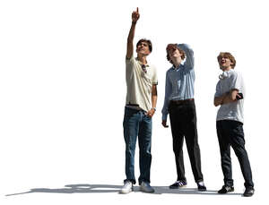 group of teenage boys standing and looking up