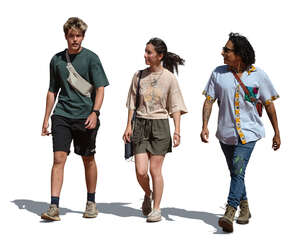 cut out group of three people walking