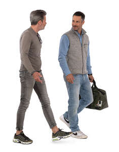 two cut out men walking