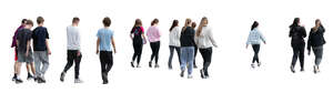 cut out large group of young people walking