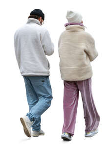 two people walking in colder weather