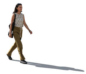 cut out backlit woman walking