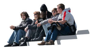 cut out group of young people sitting on the stairs