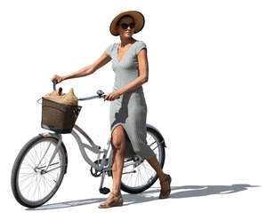 woman with a bicycle walking