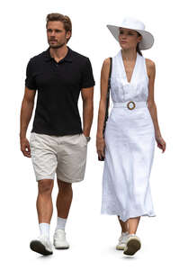 cut out elegant man and woman walking