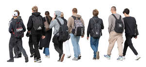 cut out large group of young people walking