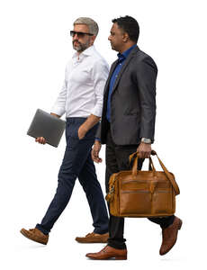 two cut out business men walking