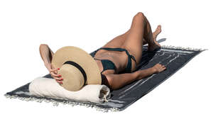 cut out woman sunbathing