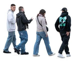 cut out group of young people walking