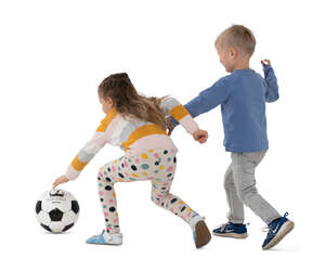 two kids playing with the ball