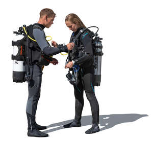 divers putting on the diving gear