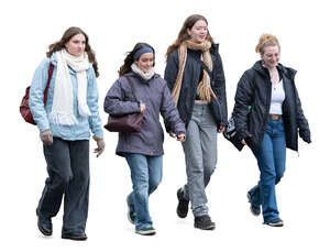 group of women in autumn walking together