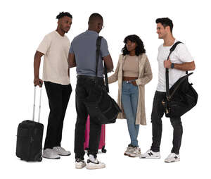 group of people with travel bags and suitcases standing