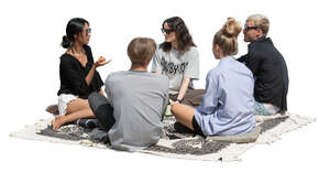 cut out group of young people having a picnic