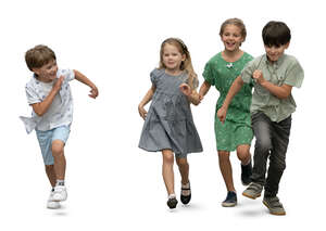 cut out group of children running