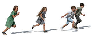 cut out group of children running outside