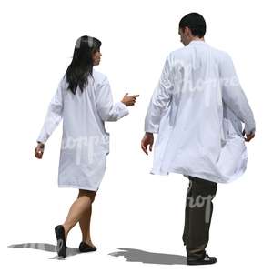 two cut out doctors walking