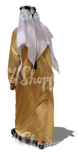 arab man in a yellow thobe walking