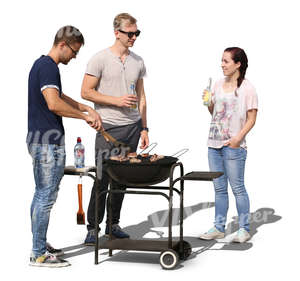 group of three young people having a bbq party