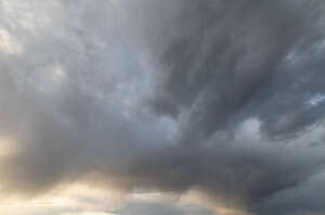 evening sky with large grey clouds