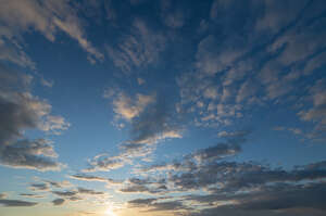 sunset with small scattered clouds