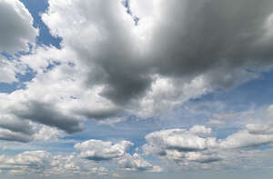 daytime sky with many cumulus clouds