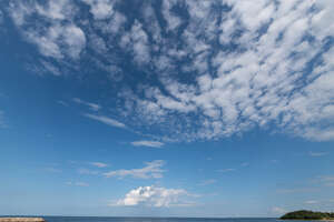 blue bright sky with little clouds